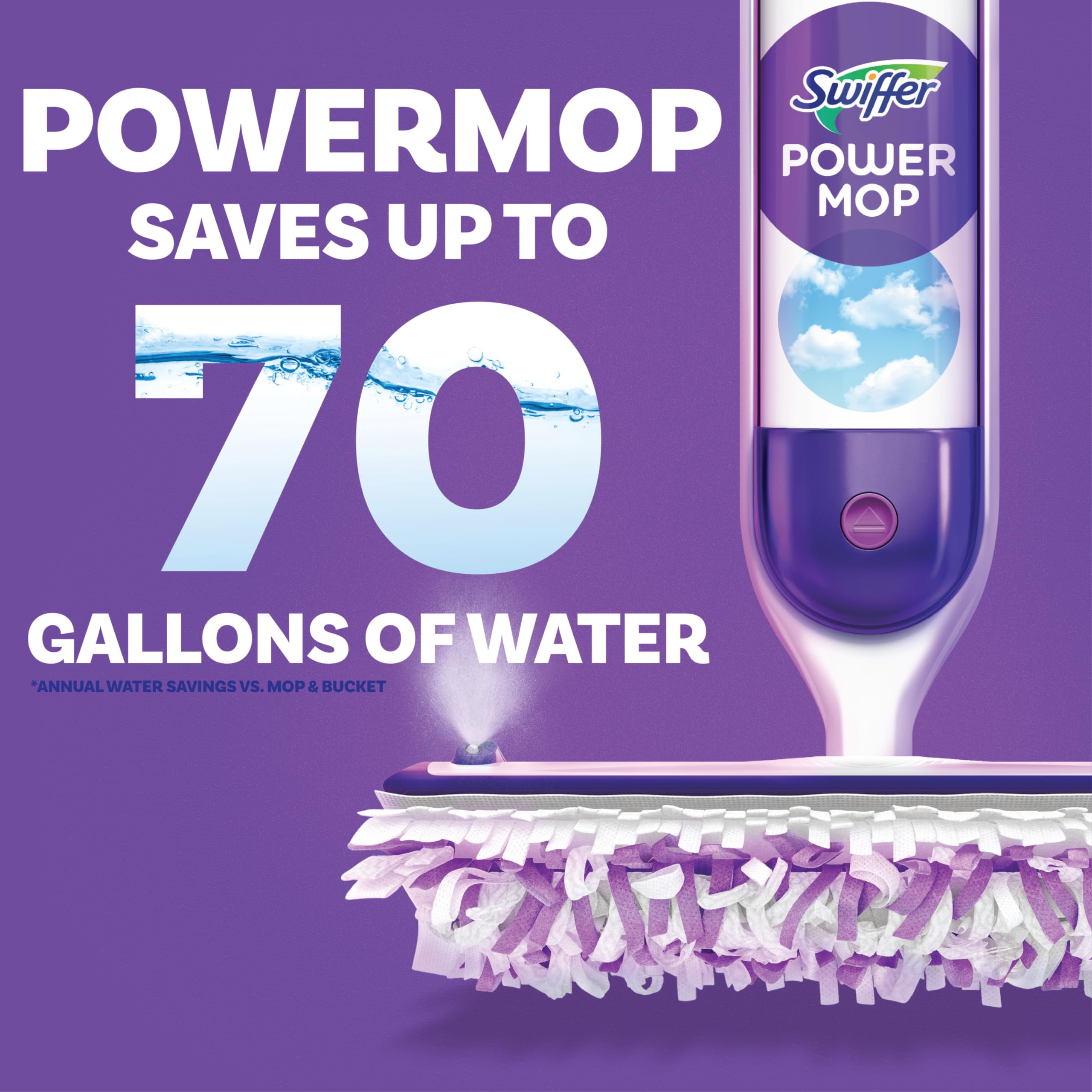 Swiffer PowerMop Floor Cleaning Solution with Unstopables Fresh Scent, PowerMop Refills, Floor Cleaner for Mopping, 25.3 fl oz, 2 Pack