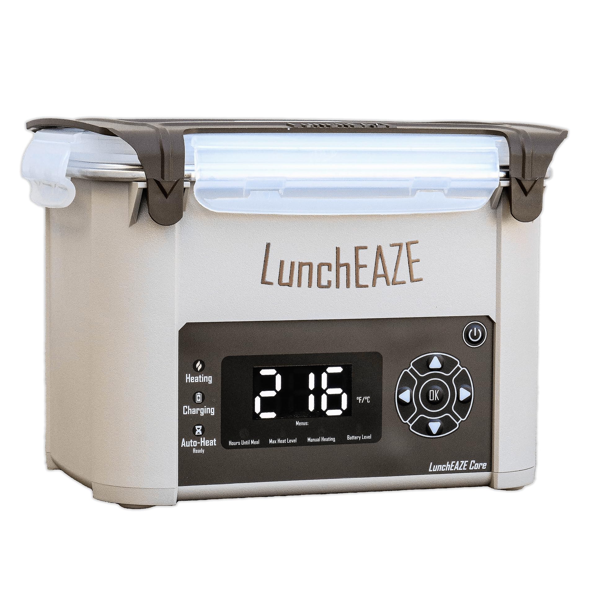 LunchEAZE Core Gen 2 Cordless Heated & Electric Lunch Box - Battery-Powered, 4-Cup Capacity, 220 degreesF, Automatic Scheduled Heating for Hot Meals Anywhere