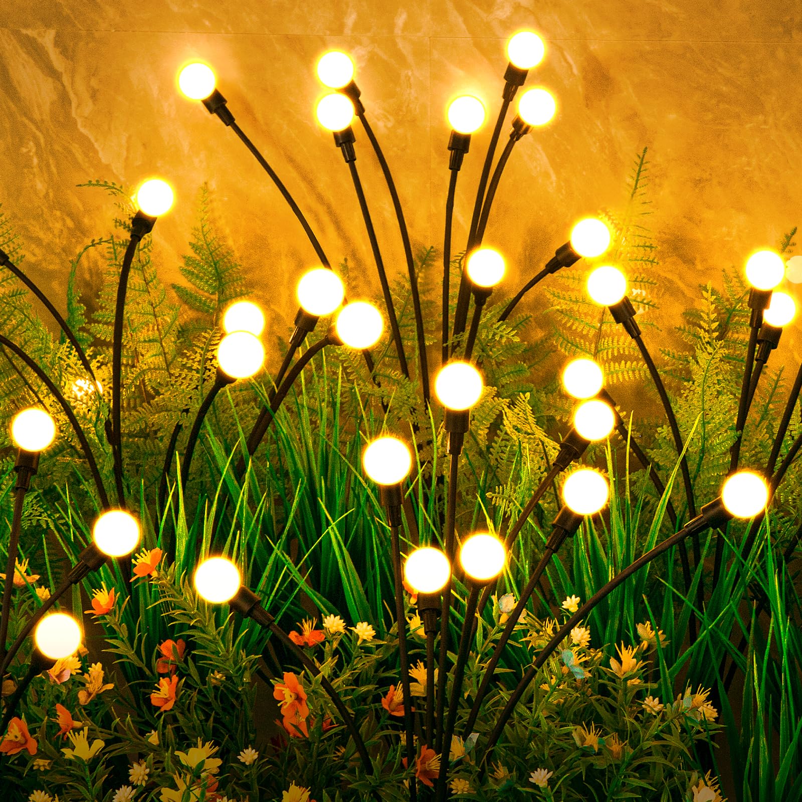 Solarleuchten für außen (4er-Pack, 32 LEDs), ASMAD Solar-Gartenleuchten, Außendekoration, Glühwürmchenlicht für Terrassendekoration, große Glühbirne, einzigartige Geschenke für Frauen, Geschenke für Oma