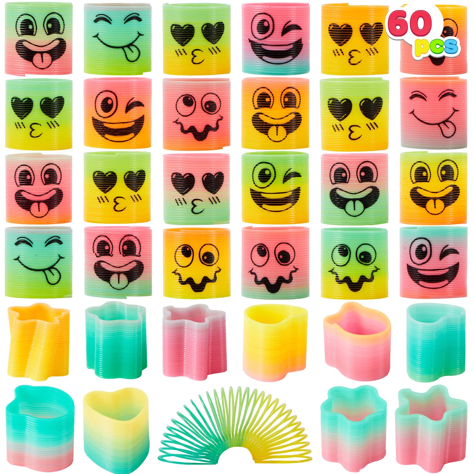 JOYIN 30 Pcs Spring Rainbow Party Favor, Mini Plastic Coil Spring Toy, Fidget Stress Coil Mini Springs Bulk Toys for Carnival Prize Birthday, Halloween Goodie Bag Stuffers