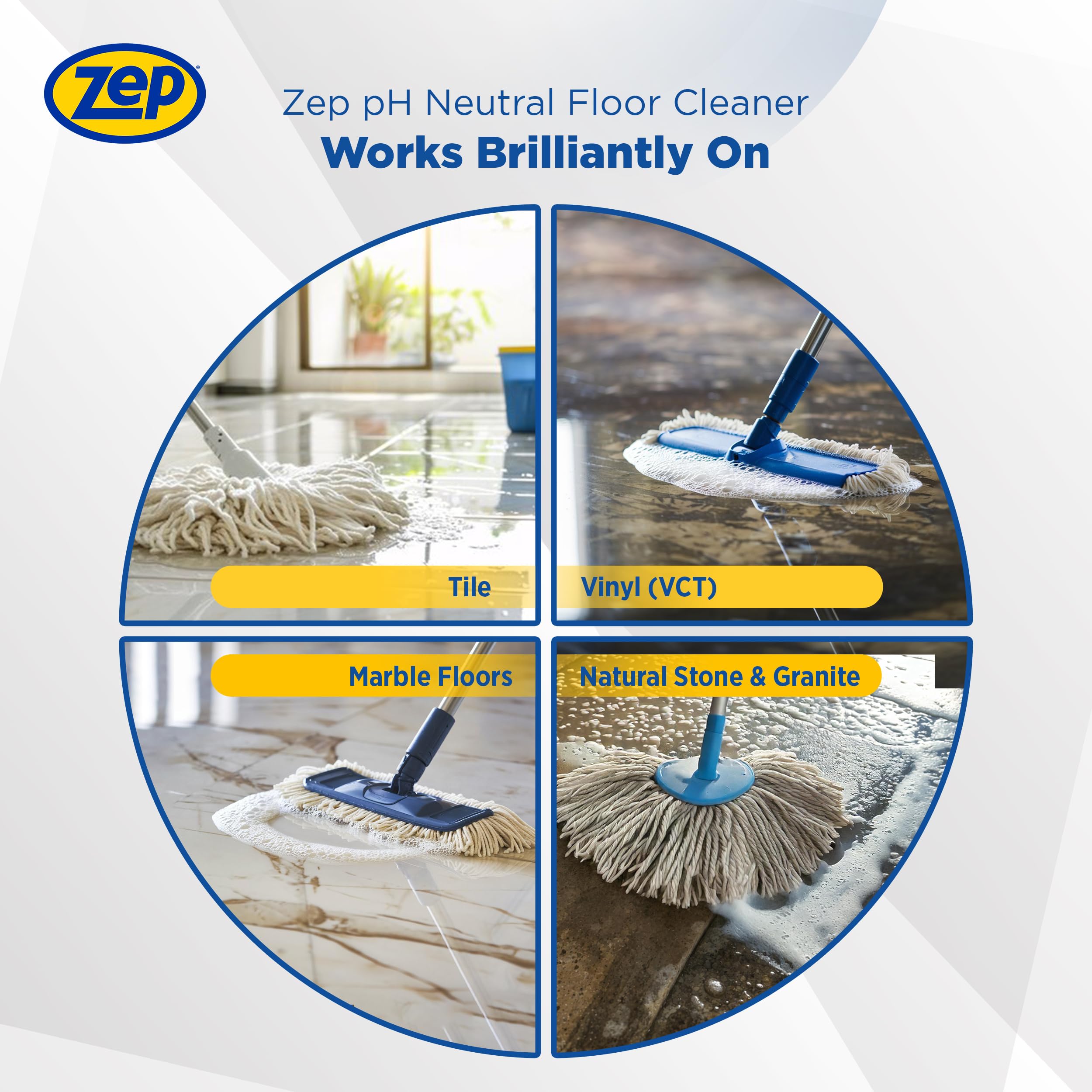 Zep Neutral PH Industrial Floor Cleaner - 1 Gallon - ZUNEUT128 - Concentrated Pro Trusted All-Purpose Floor Cleaner