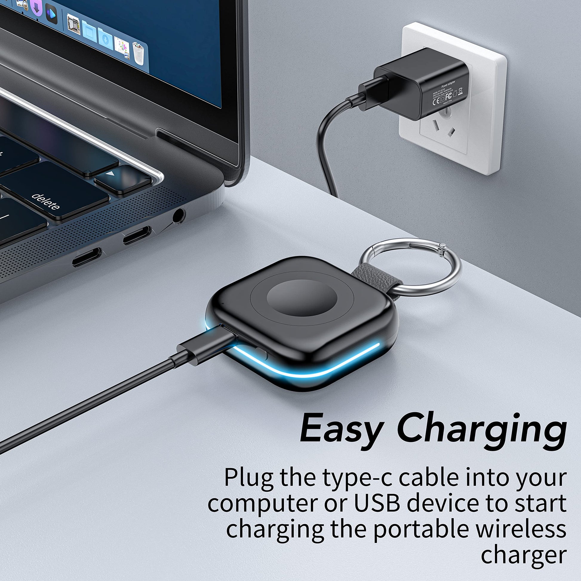 HUOTO Portable Charger for Apple Watch,Wireless Magnetic iWatch Charger 1200mAh Power Bank Travel Keychain Accessories Smart Chargers for Apple Watch Series 10/9/8/7/6/SE/5/4/3/2/1/UItra/UItra 2