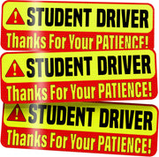 Student Driver Magnet for Car - Extra Strong Hold - 9.72" by 3.24" - 3 Pack - Essential Magnetic New Driver Sticker Signs - Remind Others to Please Be Patient - Bright & Reflective Sign for Rookies