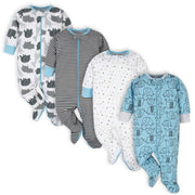 Onesies Brand Baby Boys 4-pack 'N Play Footies And Toddler Sleepers, Blue Elephant, 0-3 Months US