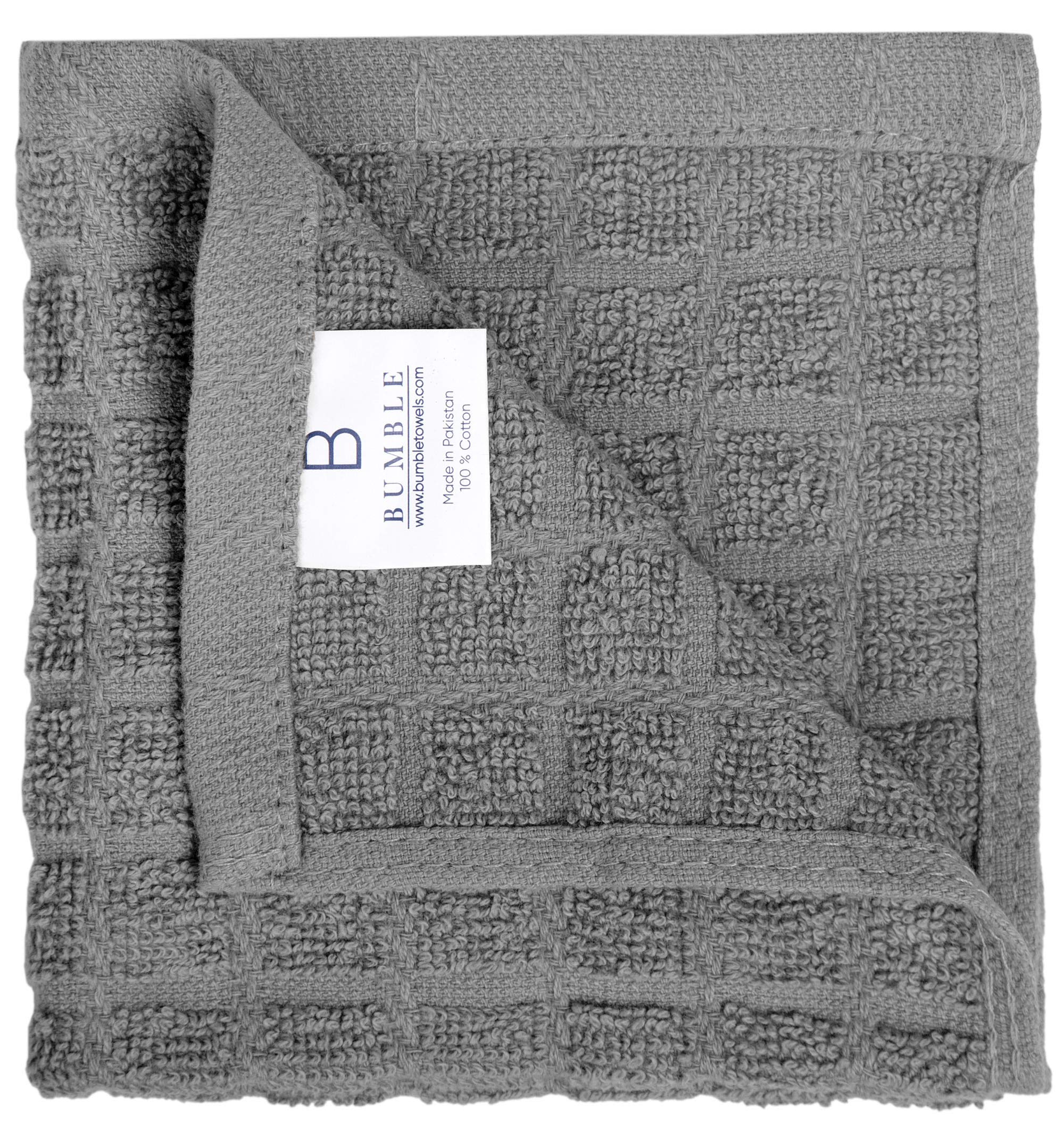 Bumble Dish Cloths (8 Pack) - 100% Cotton Dish Rags & Kitchen Washcloths for Washing Dishes | 12" x 12" | 405 GSM | Gray
