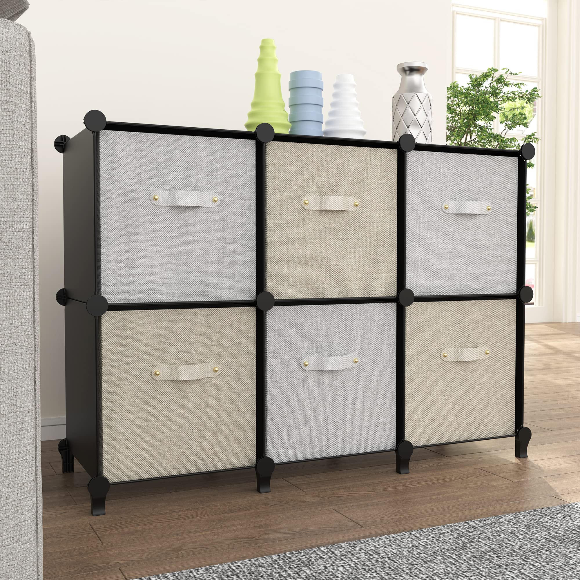 HOMIDEC 6-Cube Storage Organizer, Closet Organizer Storage Cabinet Shelf Bookcase Bookshelf,Storage Cubes Organizer Cabinet for Kids,Closet, Bedroom,Bathroom