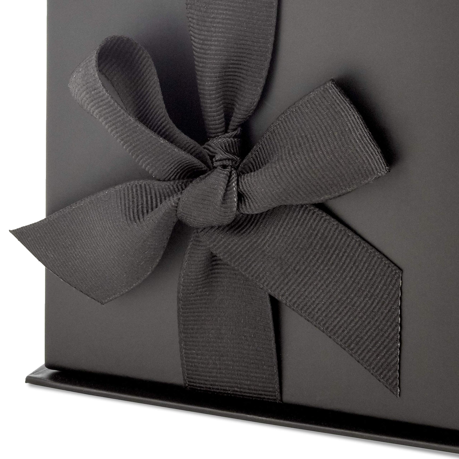 Hallmark Small Gift Box with Bow and Shredded Paper Fill (Black 4 inch Gift Box) for Weddings, Graduations, Birthdays, Father's Day, Groomsmen Gifts, All Occasion