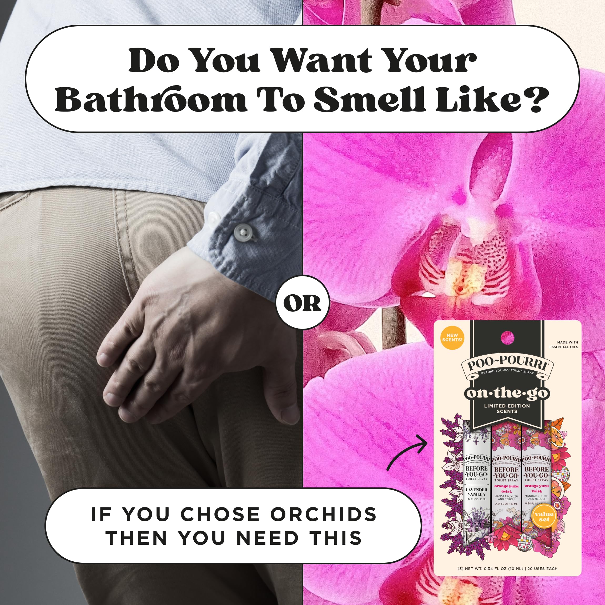 Poo-Pourri Before-You-Go Toilet Spray, Travel Essentials, .34 Fl Oz, In A Pinch Variety 3 Pack, Each Up to 20 Uses, On-The-Go Bathroom Odor Deodorizer with Essential Oils, TSA Approved Size, 2 Scents