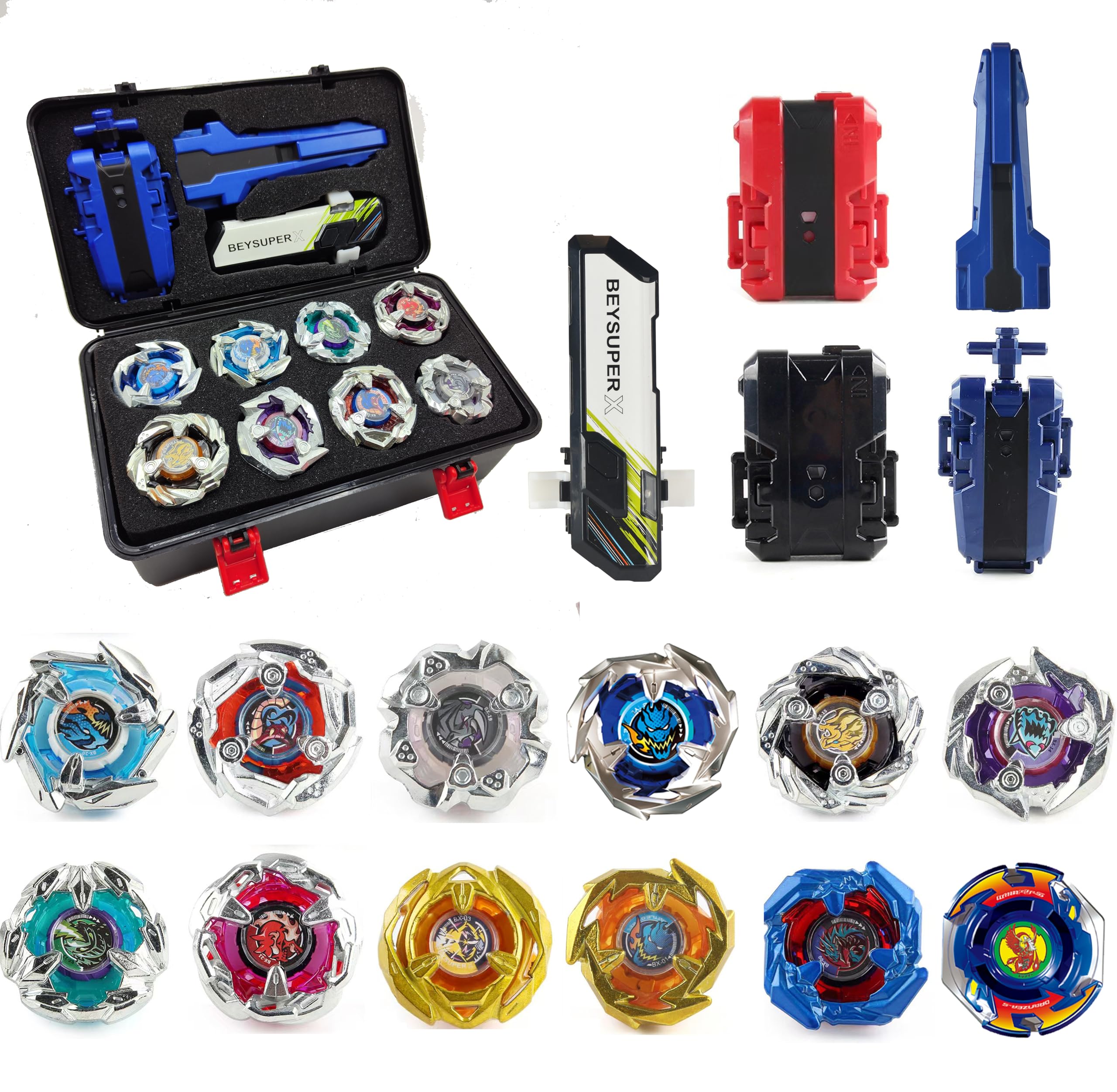 MUSTYBELT Bey Battling Set, GyroTops Burst Blade Toy Combat Battling Game Set, Spinning Gift for Boys, Ages for 8 10 12+ (12 Spinning Tops Tool Box)