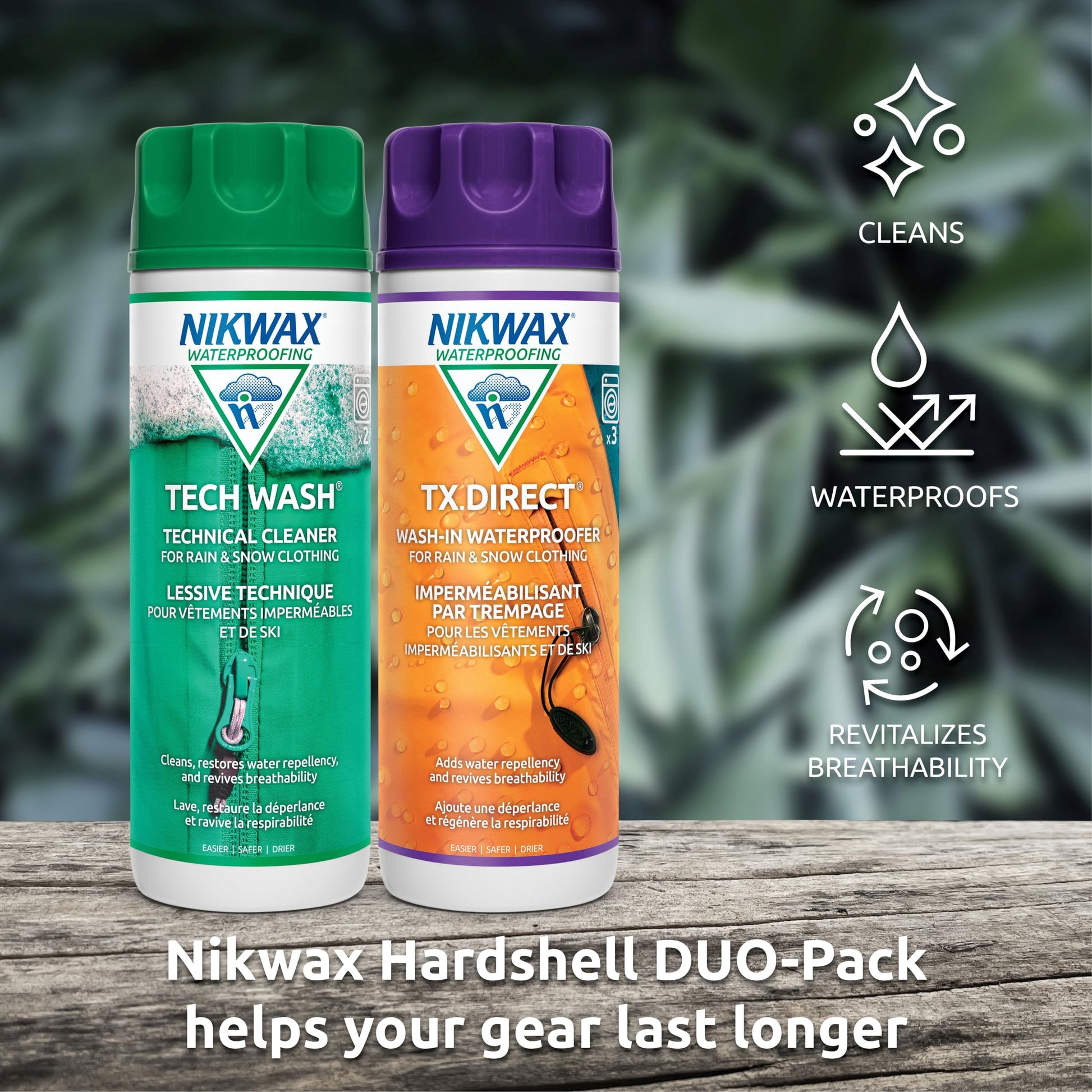 Nikwax Hardshell Cleaning & Waterproofing Duo-Pack, 300ml, Cleans and Restores Water Repellency on Jackets, Rain, Ski, and Snow Gear, Outerwear, Safe for Gore-Tex and DWR