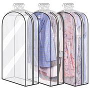 MISSLO 10" Gusseted All Clear Garment Bags for Hanging Clothes 40" Suit Bags for Closet Storage Hanging Clothes Storage Suit Cover for Shirts, Coats, Dresses, 3 Packs