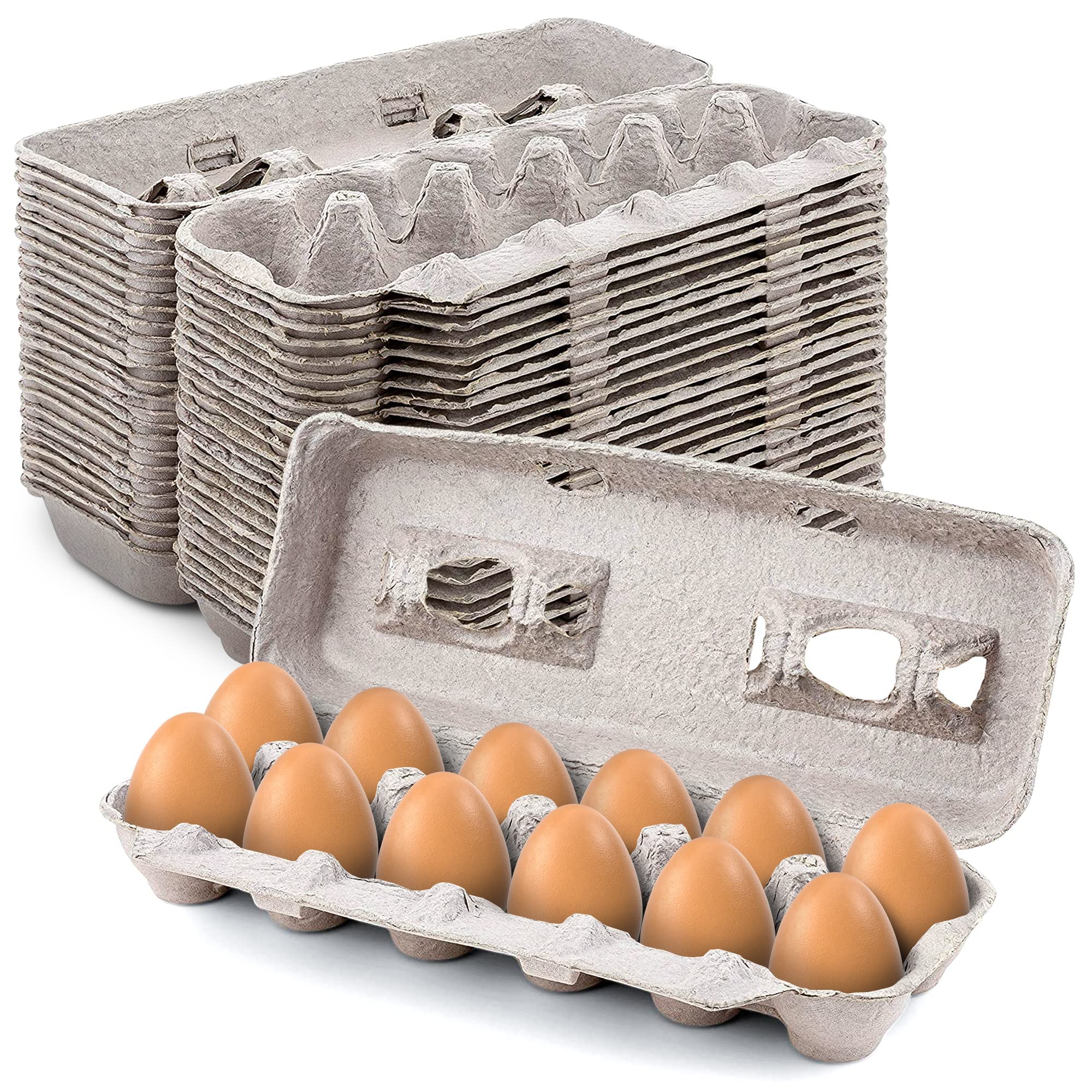 MT Products Blank Natural Pulp Egg Cartons Bulk Holds Up to Twelve Eggs - 1 Dozen - Cardboard Material Perfect For Storing Extra Eggs (25 Pieces) - Made in USA