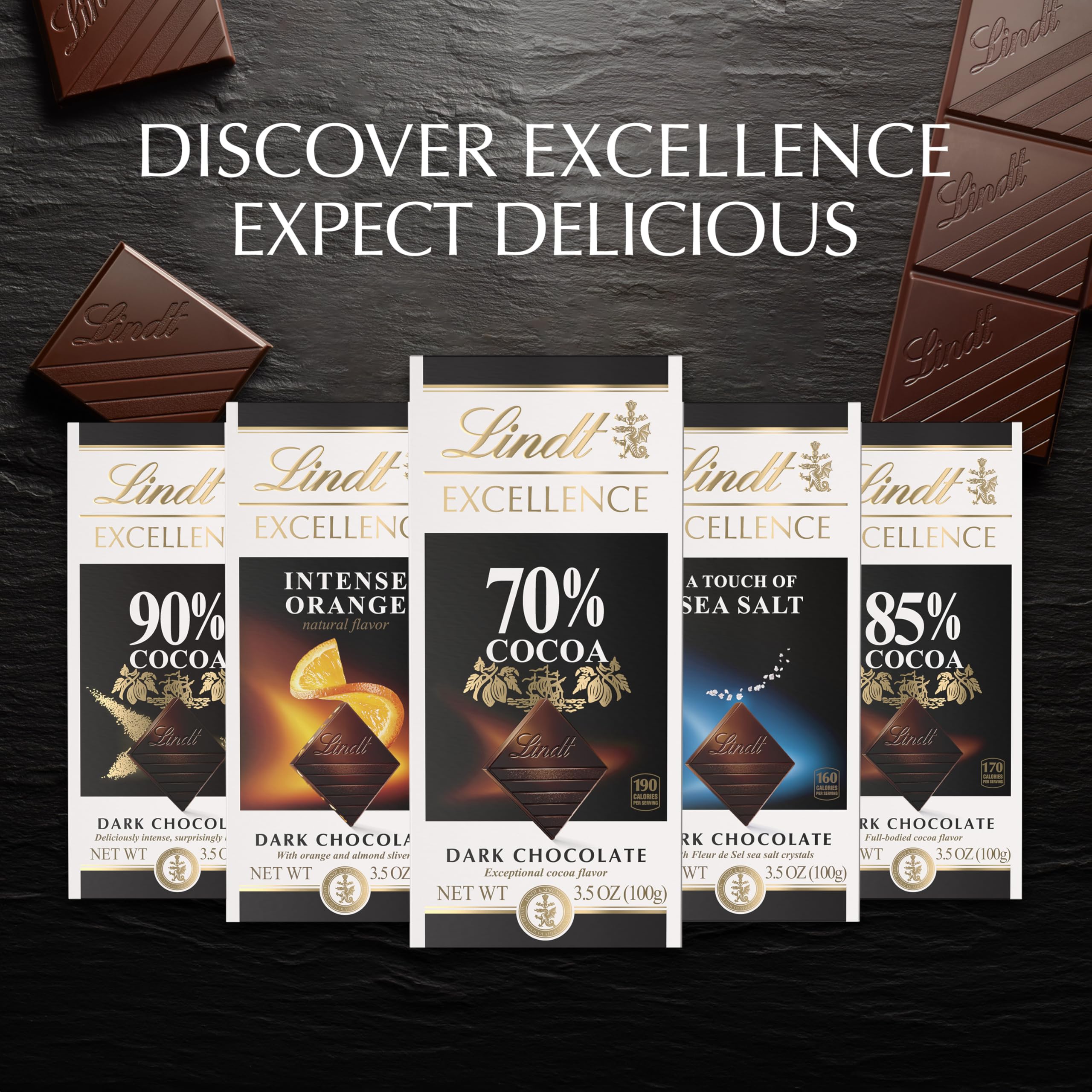 Lindt EXCELLENCE 85% Cocoa Dark Chocolate Candy Bar, Halloween Candy, 3.5 oz. Bar (12 Pack)