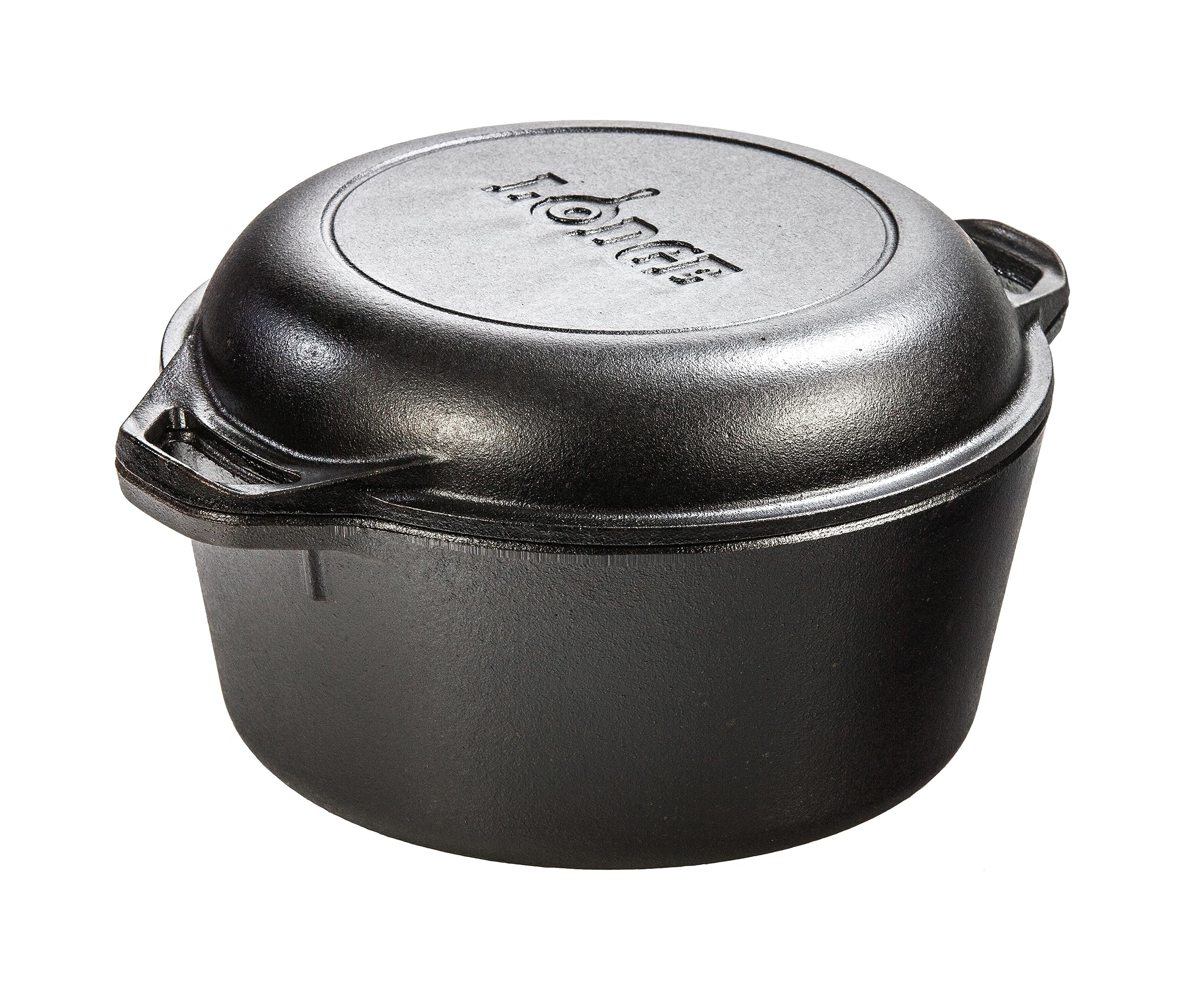 Lodge 5 Quart Cast Iron Double Dutch Oven - Pre-Seasoned - Lid Converts to 10.25" Skillet - PFAS-Free - Made in USA - Dual Handles - Oven, Grill, Campfire & Stovetop Safe - Durable & Non-Toxic