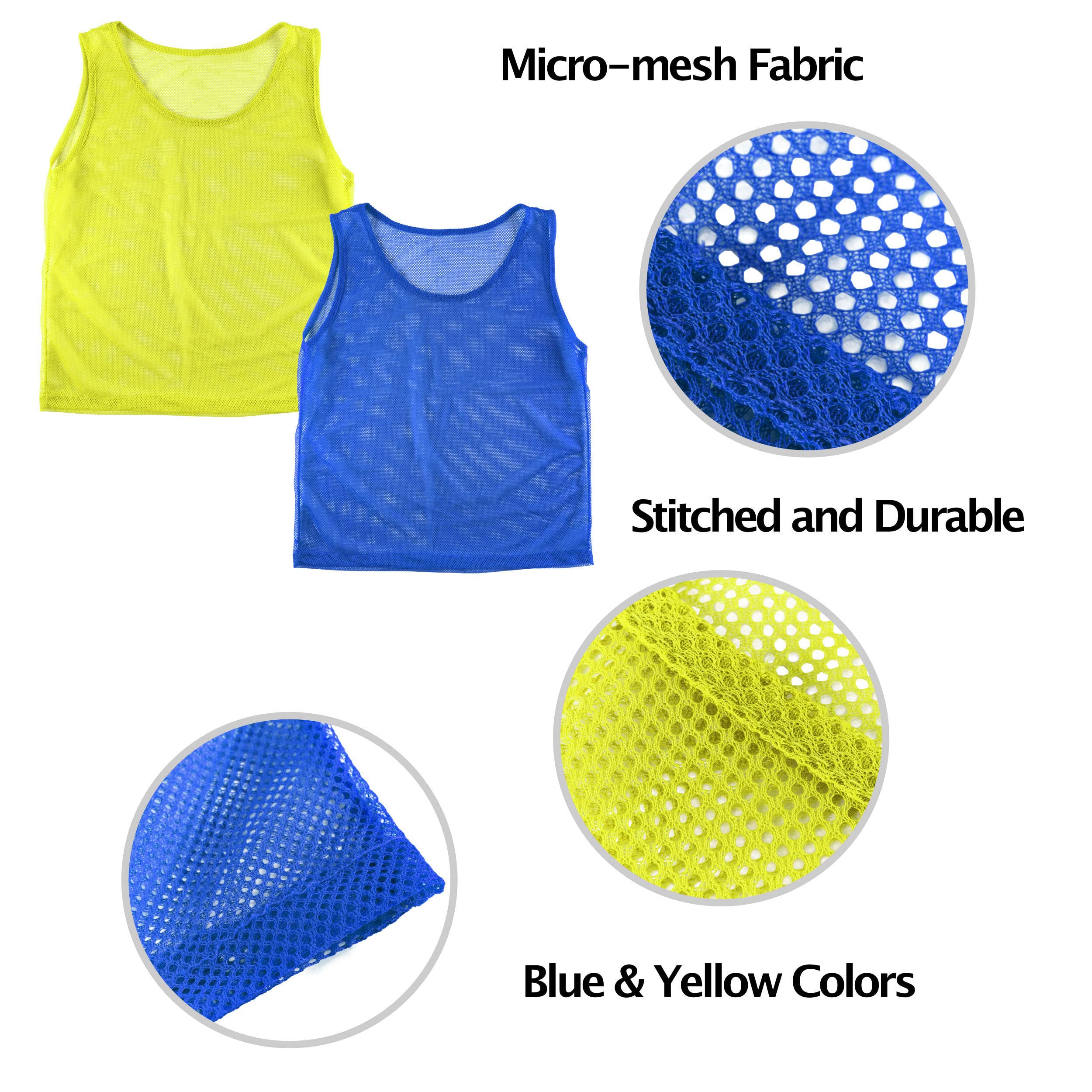 Super Z Outlet 12 Pinnies Scrimmage Vests Team Practice Jersey for Child Youth Teen Lightweight (Blue/Yellow)