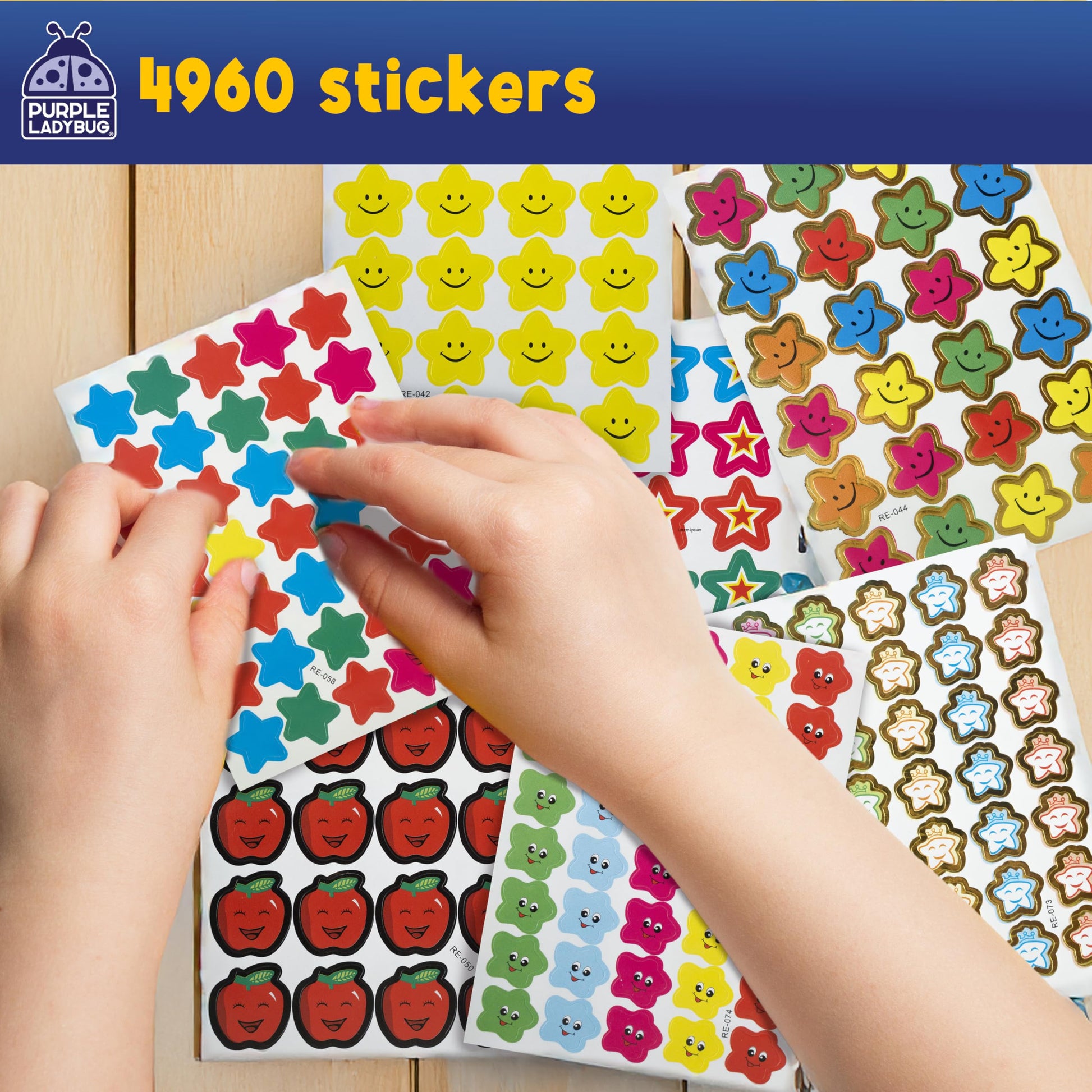 Purple Ladybug Teacher Stickers for Students - 4960 Reward Stickers for Classroom Supplies, Teacher Must-Haves & School Stickers, Small Stickers for Reward Charts, Back to School Gift, Summer Activity