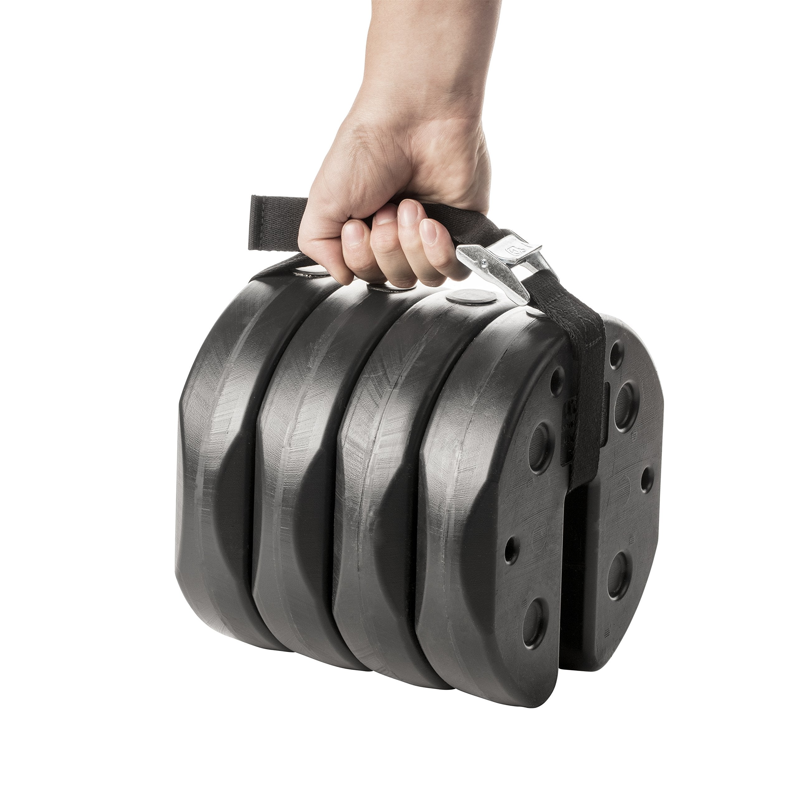 US Weight 40 Pfund Vordach-Gewichtssatz mit 4 Gewichten und Tragegurt mit Klemmschutzdesign – einfache Installation und Demontage zur Sicherung von Zelten, Vordächern und Sonnenschirmen bei Outdoor-Veranstaltungen