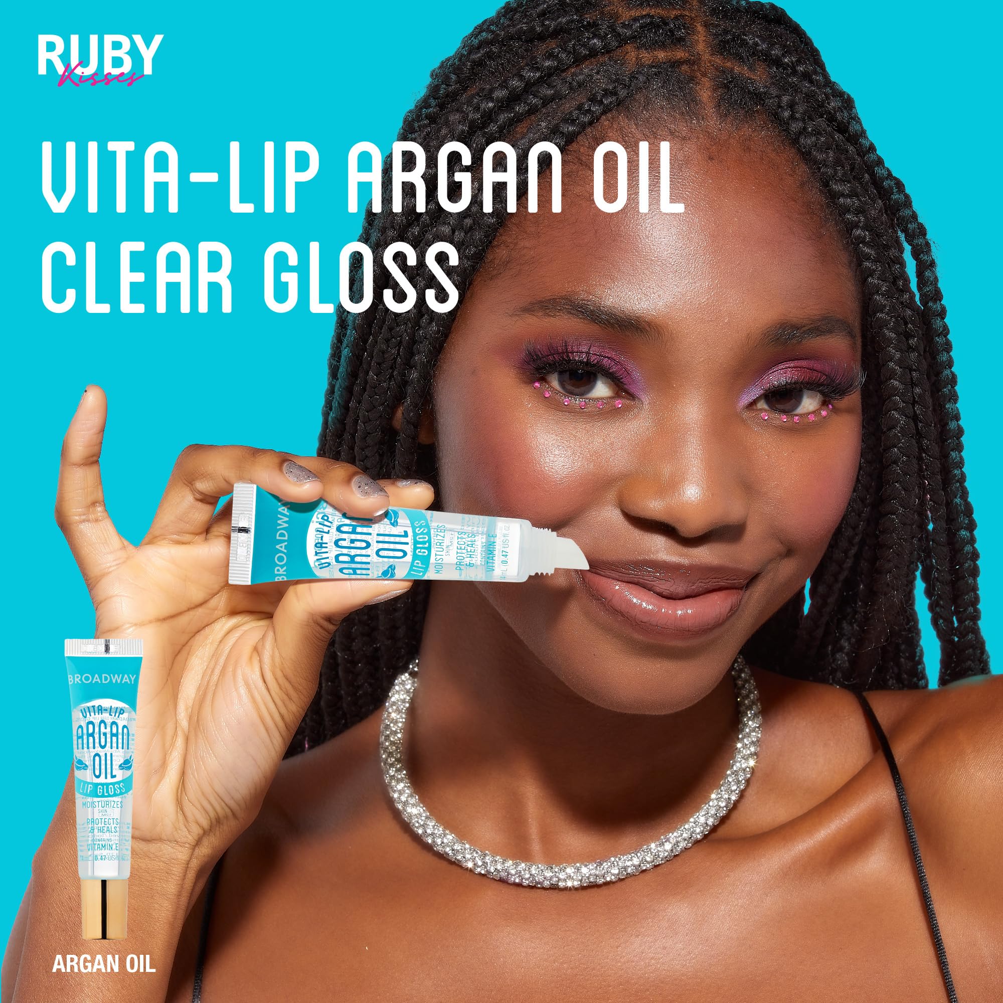 Ruby Kisses Broadway Vita-Lip Clear Lip Gloss (5 Pack Mint, Rosehip, Coconut, Argan Oil, Mango Butter), Ultra-Hydrating & Soothing Formula with Vitamin Oils, High-Shine Non-Sticky Finish Lip Balm