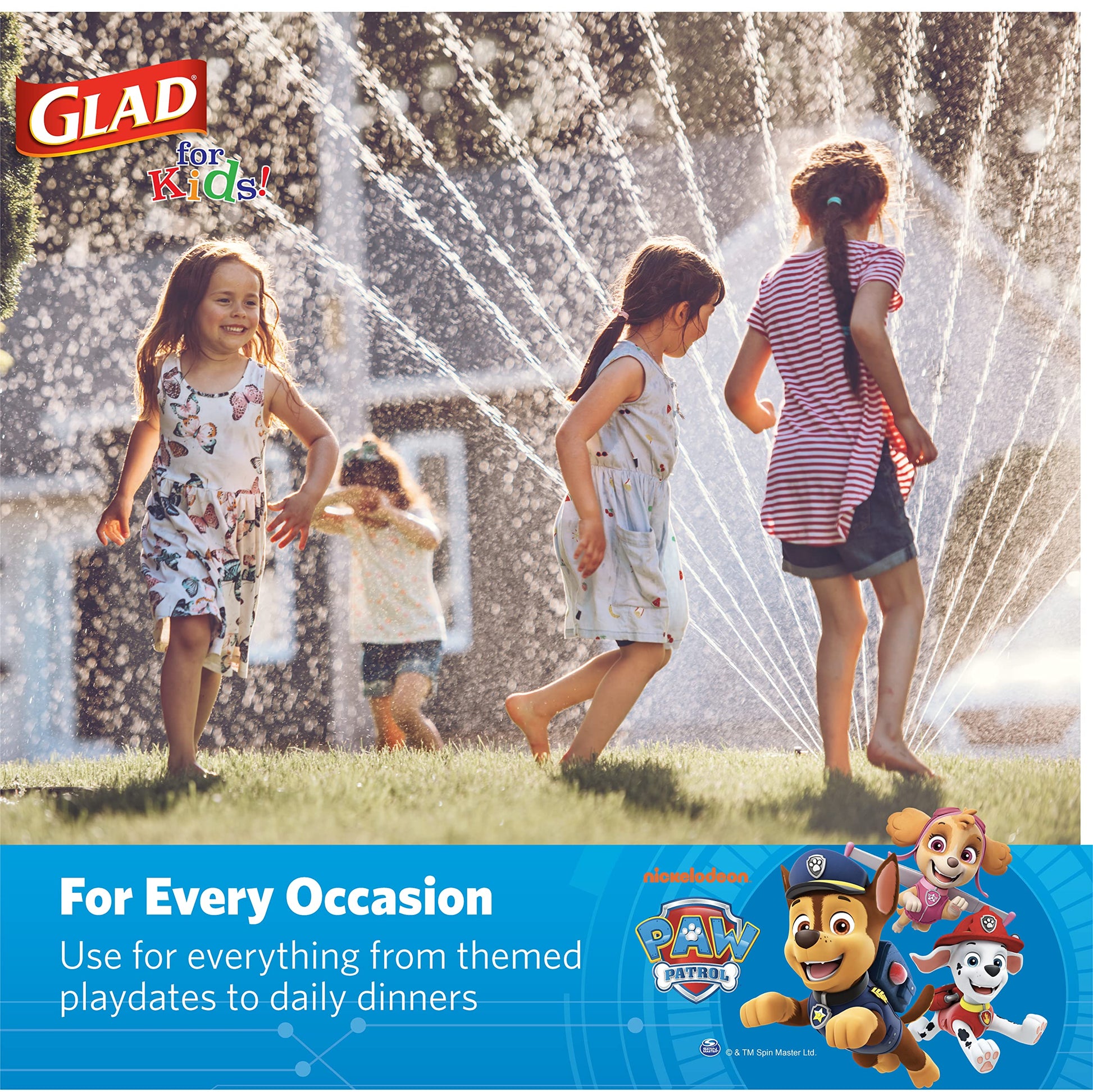 Glad for Kids Paw Patrol Round Disposable Paper Plates, Core Pups Blue - Heavy Duty, Soak Proof, Microwavable Plates for Everyday Use, 8.5 Inch, 20 Count