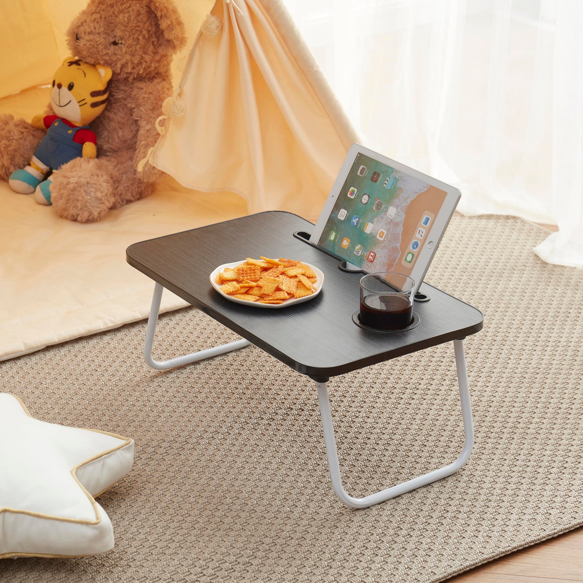 Laptop Bed Tray Table, Laptop Stand, Portable Lap Desks with Foldable Legs, Reading Desk for Sofa Couch Floor - Medium