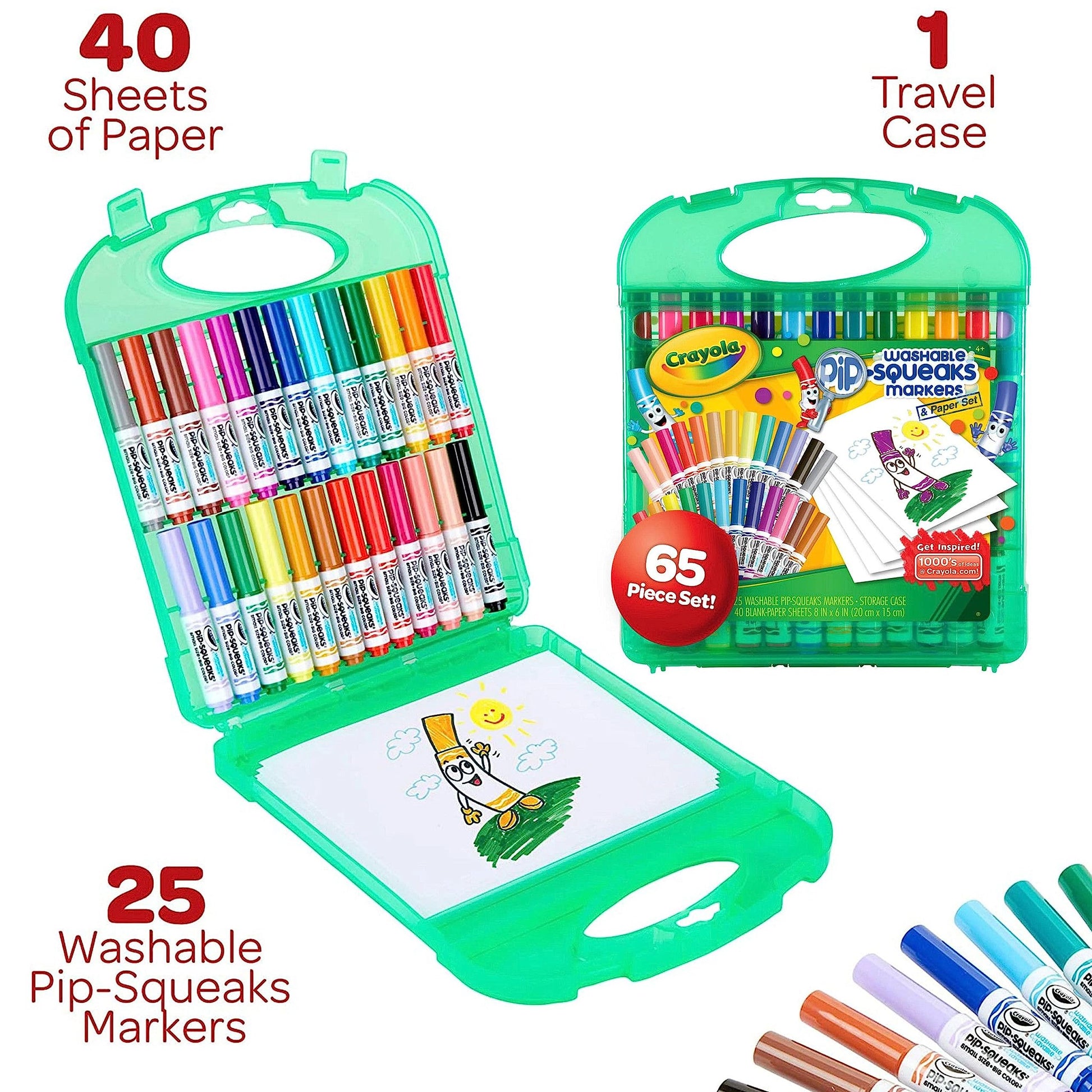 Crayola Pip-Squeaks Washable Marker Set (65ct), Coloring Set, Art Supplies for Kids, Drawing Kit, Kids Travel Activity, Craft Essentials, 4+