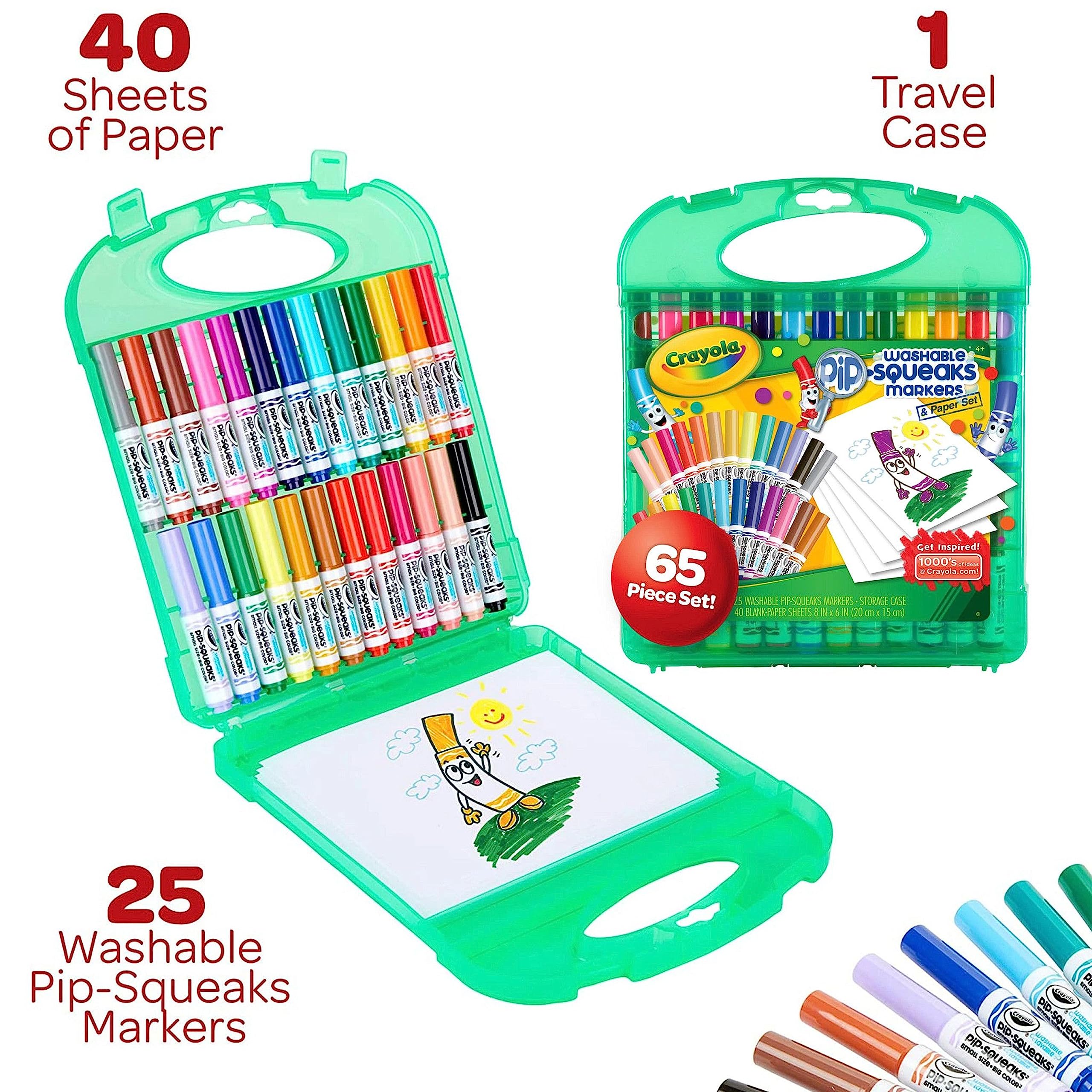 Crayola Pip-Squeaks Washable Marker Set (65ct), Coloring Set, Art Supplies for Kids, Drawing Kit, Kids Travel Activity, Craft Essentials, 4+