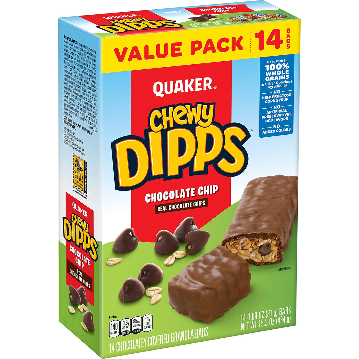Quaker Chewy Dipps Müsliriegel Schokostückchen, 30,9 g, 14 Stück