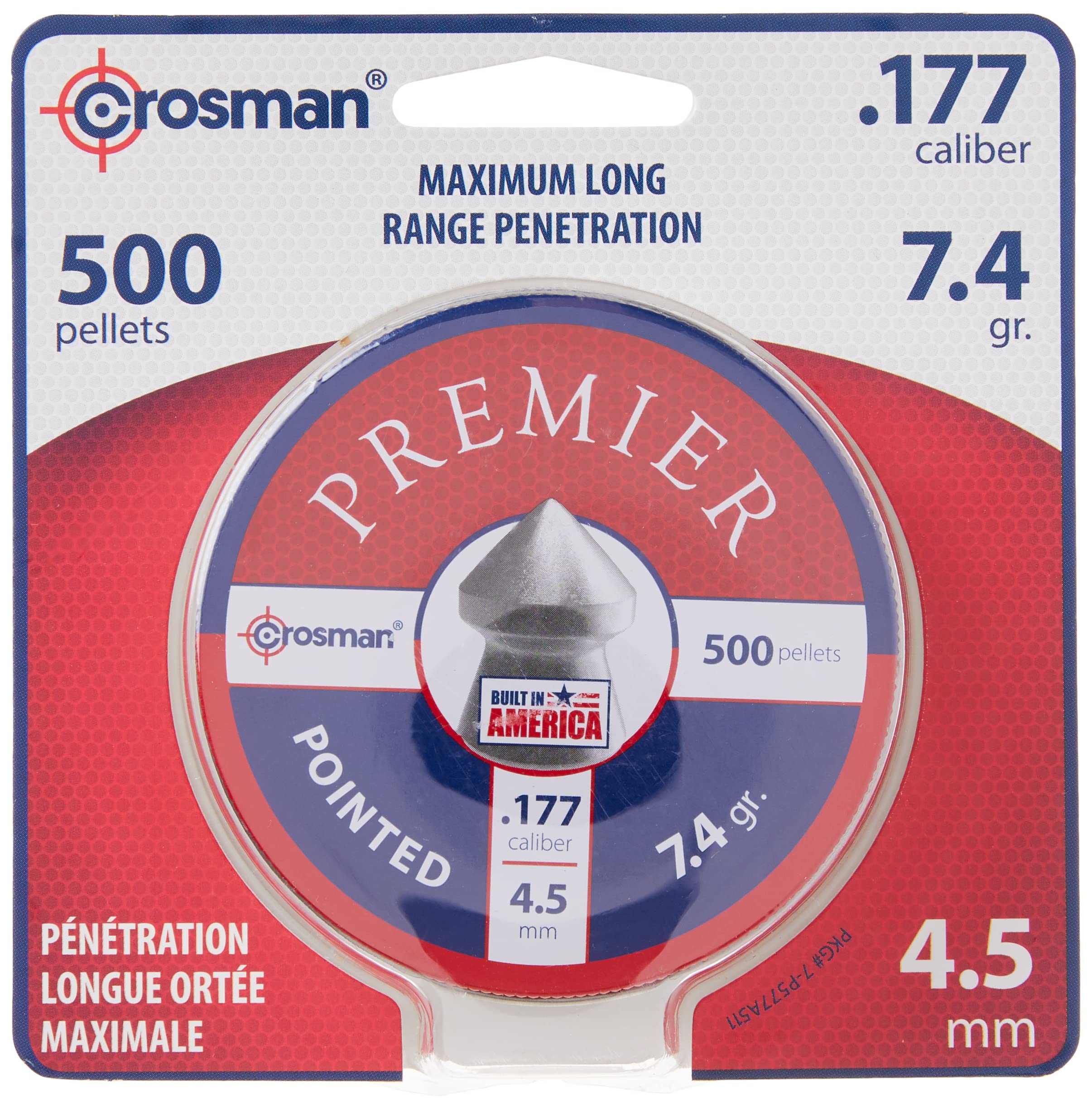 Crosman 7-P577 Pointed .177-Caliber Pellets, lead(500-Count)