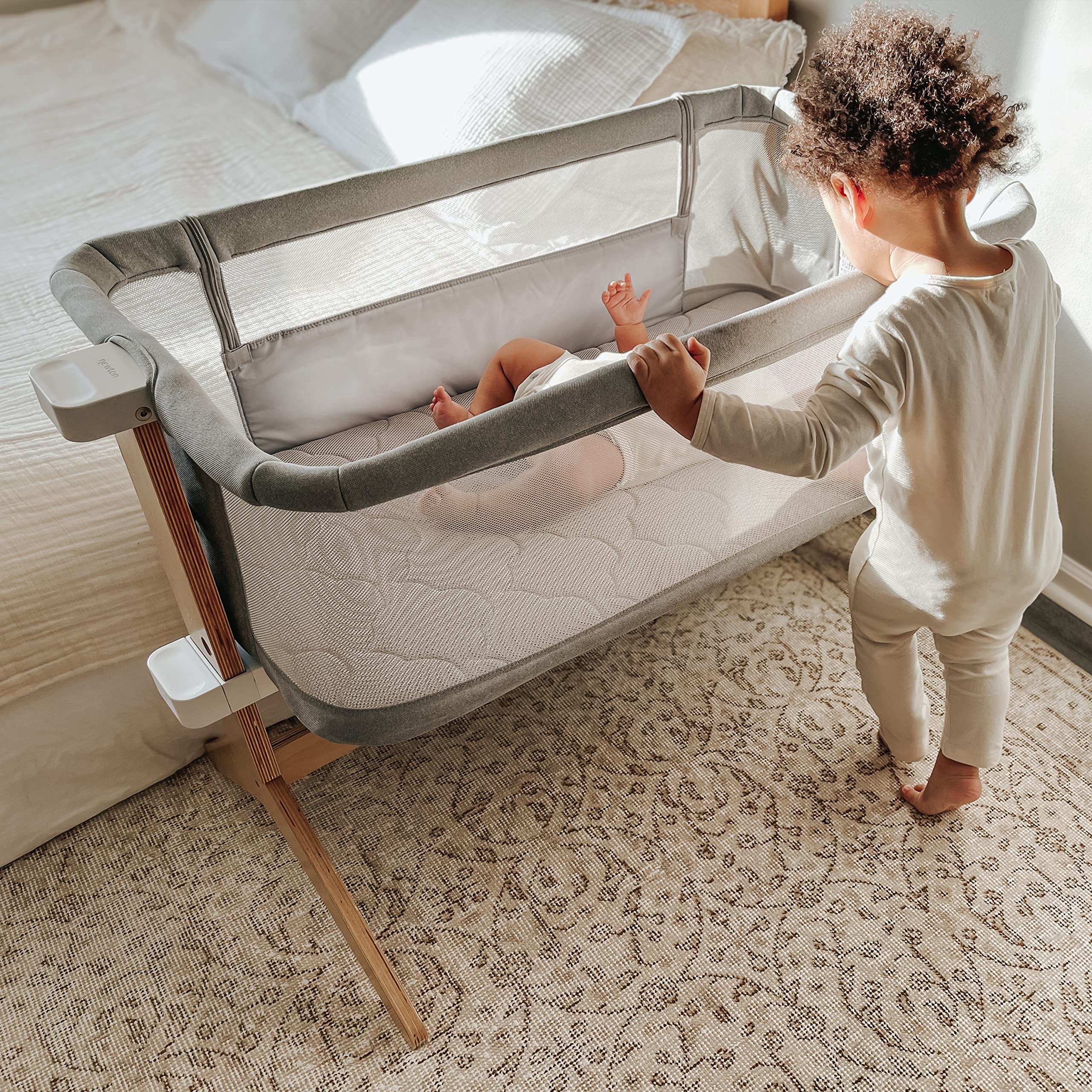 Newton Baby Fitted Sheets for Bassinet & Bedside Sleeper, Essential Bassinet (2-Pack) - Ultra-Breathable, Washable and Ultra-Soft, 100% Muslin, 19" x 35", Grey